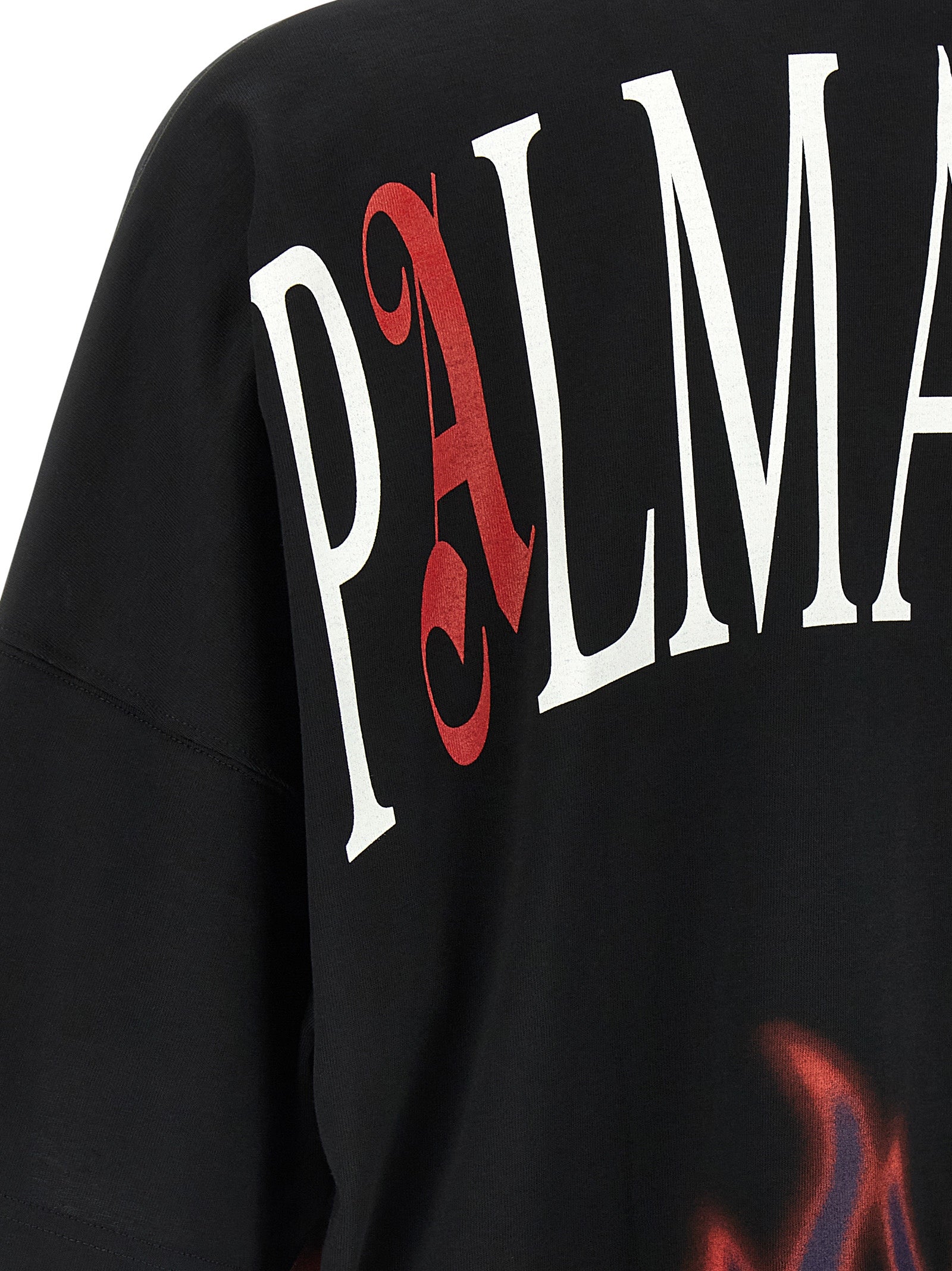 Camiseta de algodón negra Palm Angels