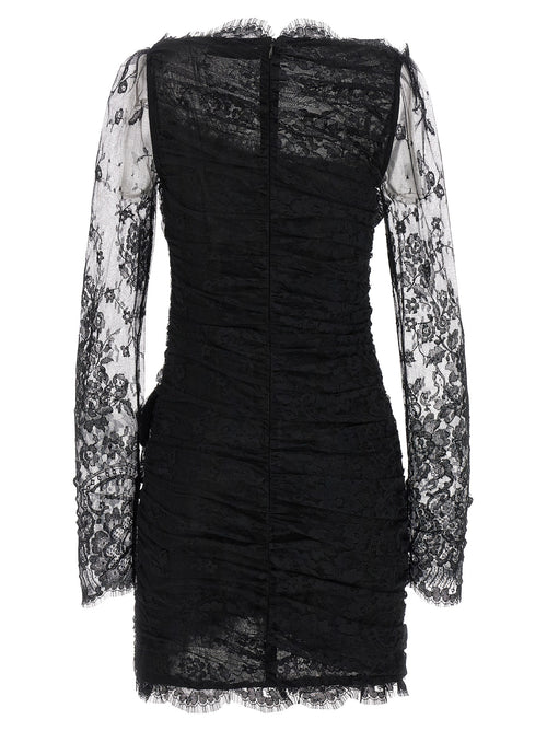 Alessandra Rich Black Organic Cotton Short Dress