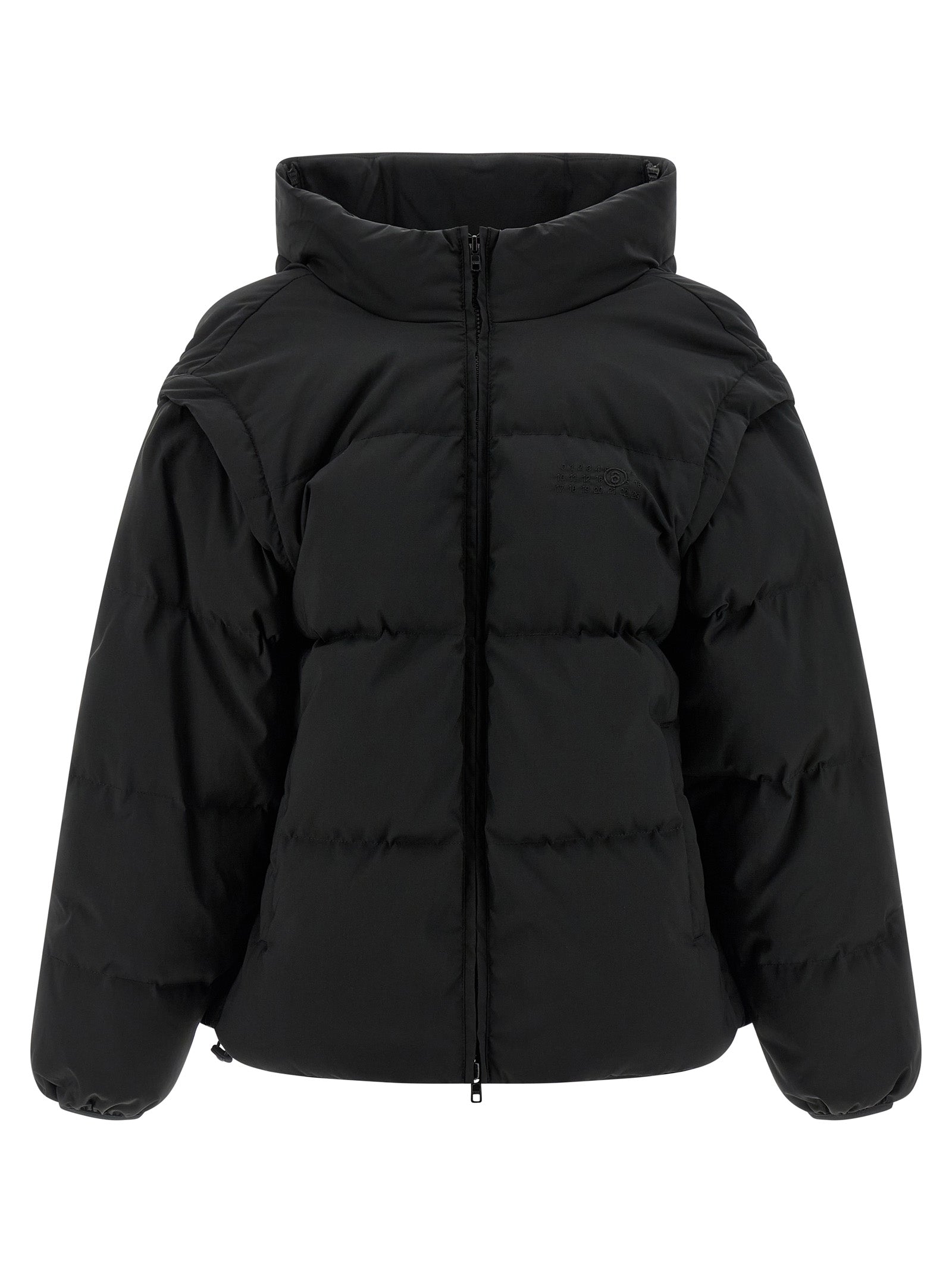 MM6 Maison Margiela Chaqueta Larga Negra de Poliéster