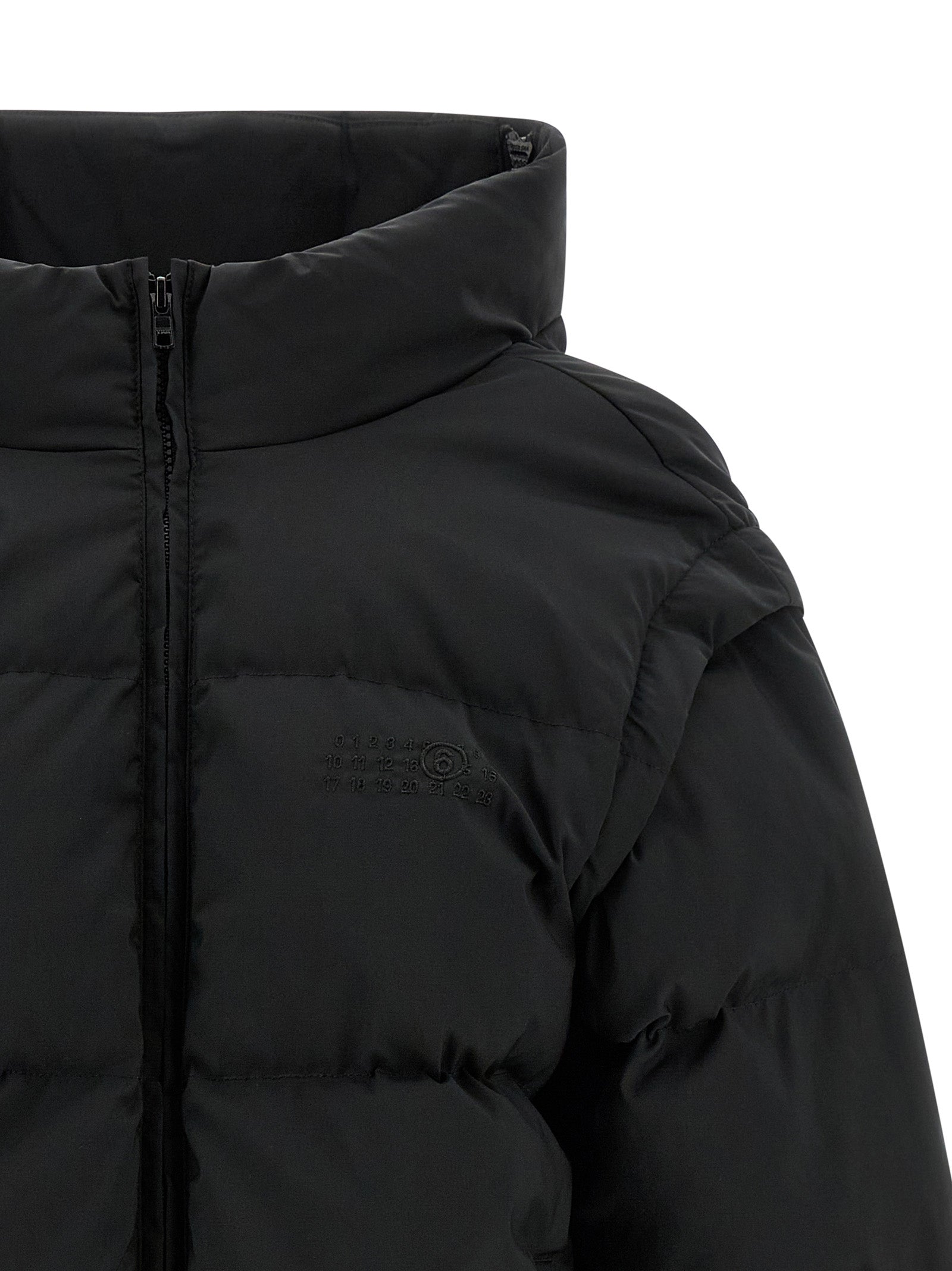 MM6 Maison Margiela Chaqueta Larga Negra de Poliéster