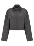 Sportmax Gray Virgin Wool Full-Length Jacket