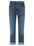 7 For All Mankind Blue Cotton Relaxed Fit Jeans
