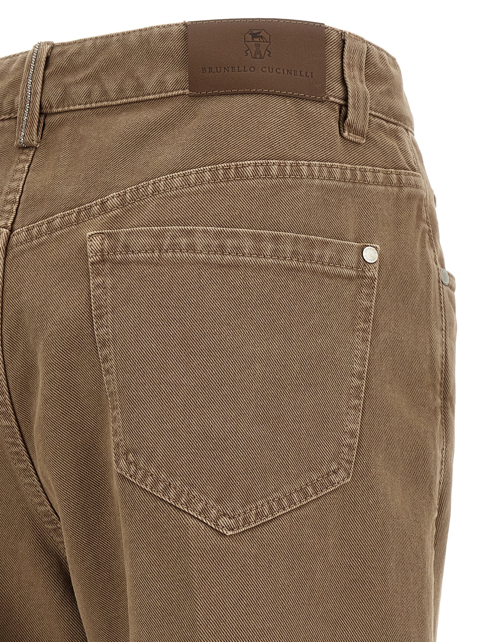 Brunello Cucinelli Jeans Rectos Beige de Algodón