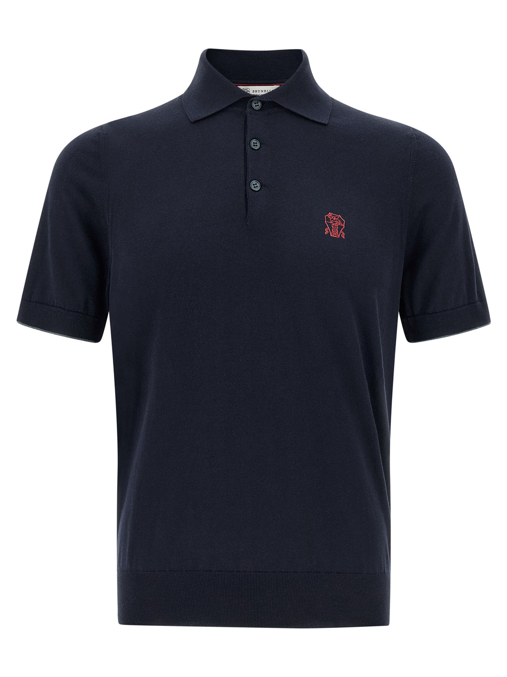 Polo azul de algodón de Brunello Cucinelli