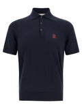 Polo azul de algodón de Brunello Cucinelli
