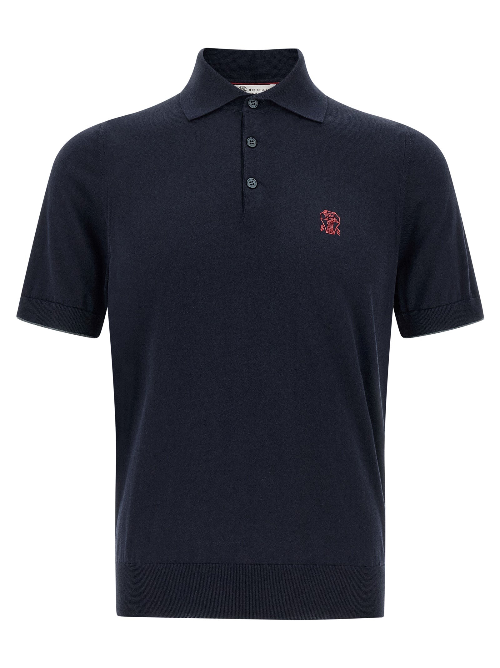 Polo azul de algodón de Brunello Cucinelli