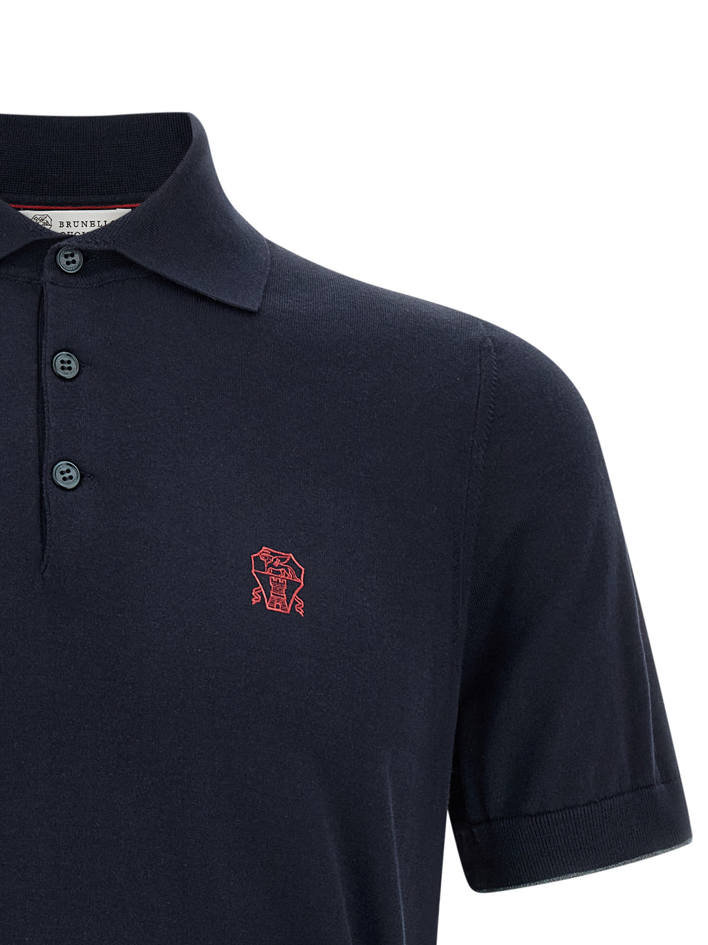Polo azul de algodón de Brunello Cucinelli
