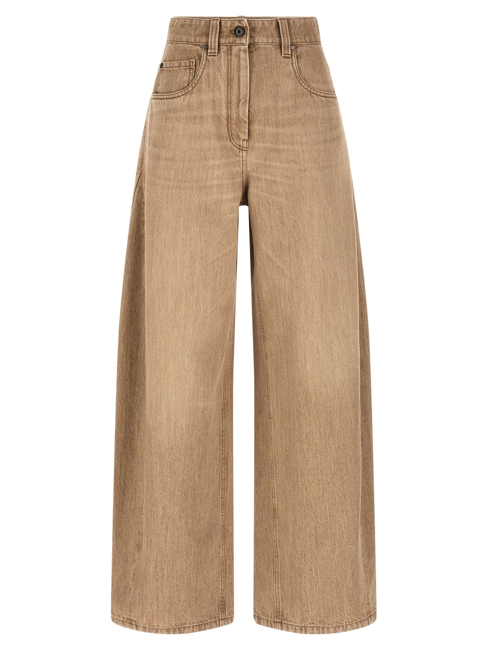 Brunello Cucinelli Pantalones Vaqueros de Algodón Beige