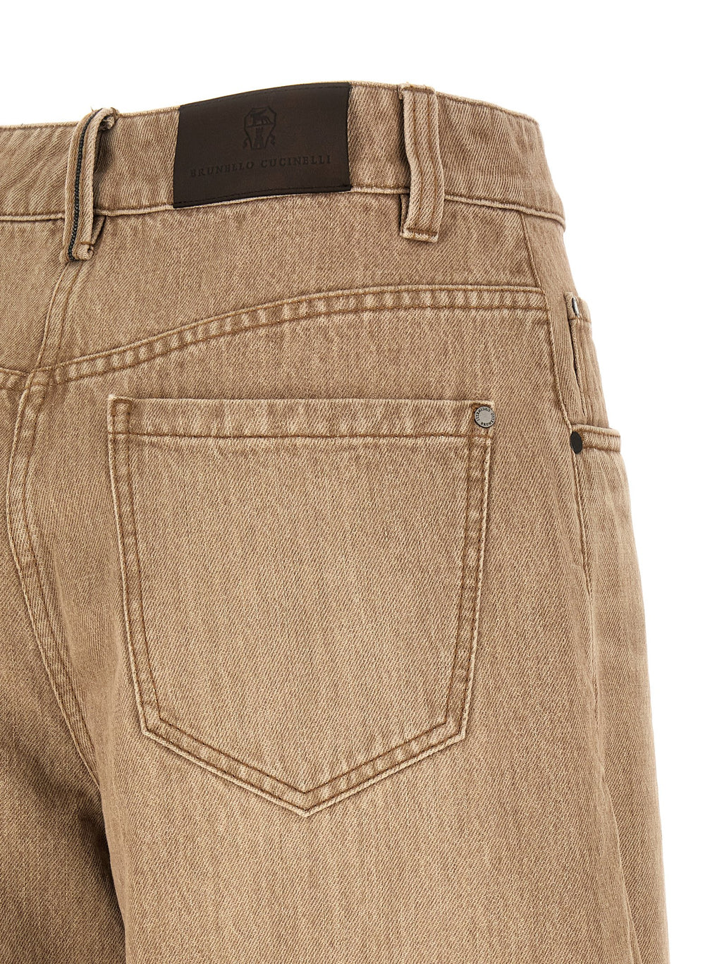 Brunello Cucinelli Pantalones Vaqueros de Algodón Beige