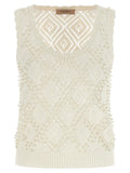 Twinset White Cotton Sleeveles T-Shirt