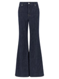 7 For All Mankind Blue Cotton Flared Jeans
