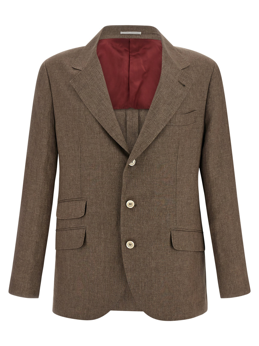 Blazer de lino marrón Brunello Cucinelli