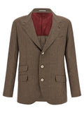 Blazer de lino marrón Brunello Cucinelli