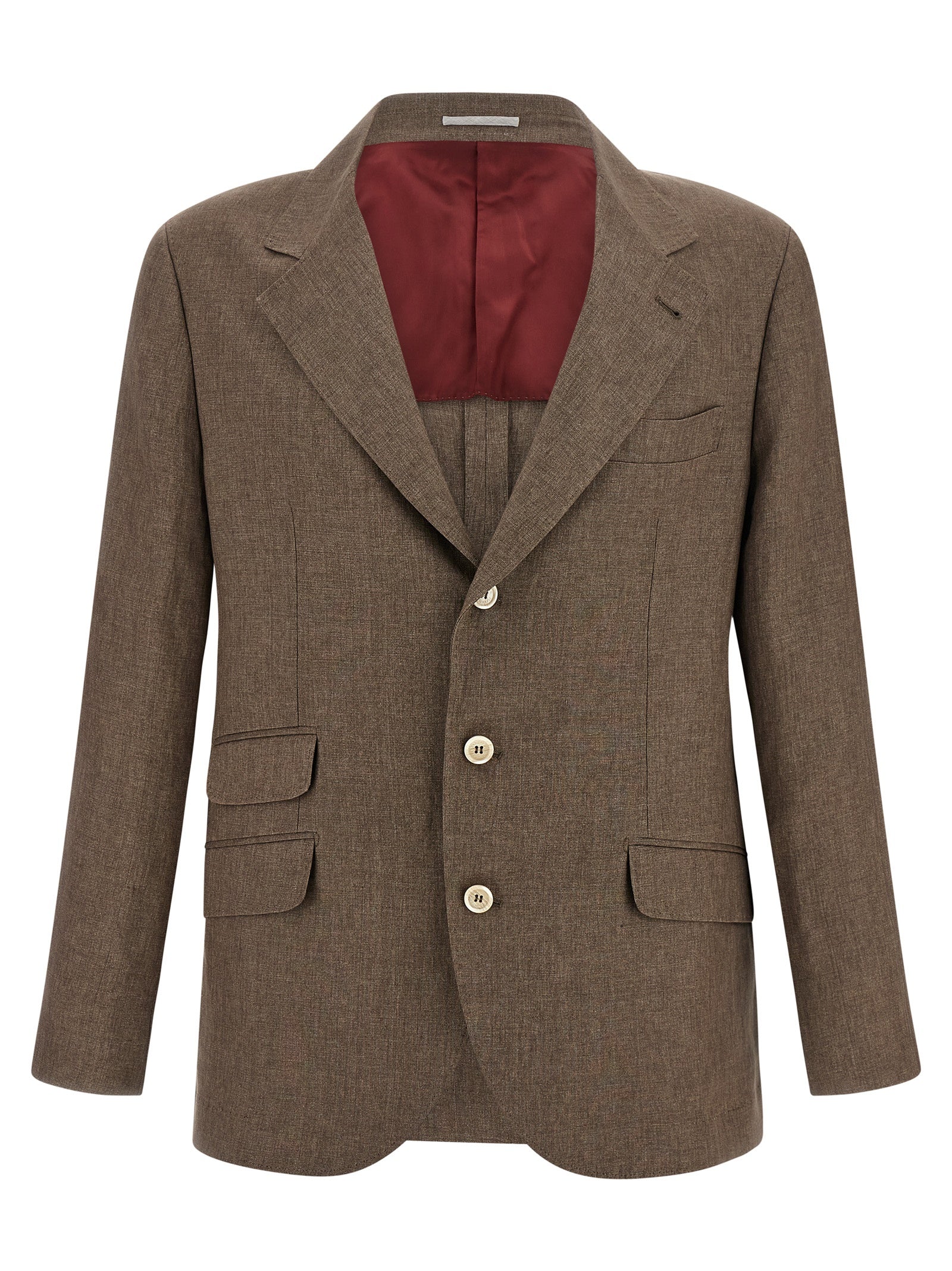 Blazer de lino marrón Brunello Cucinelli