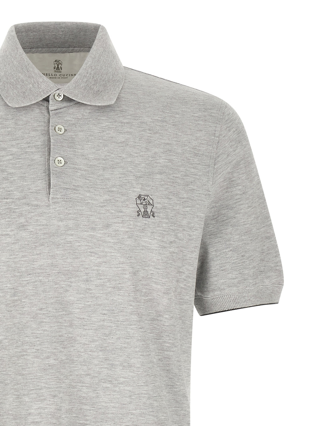 Polo de algodón gris Brunello Cucinelli
