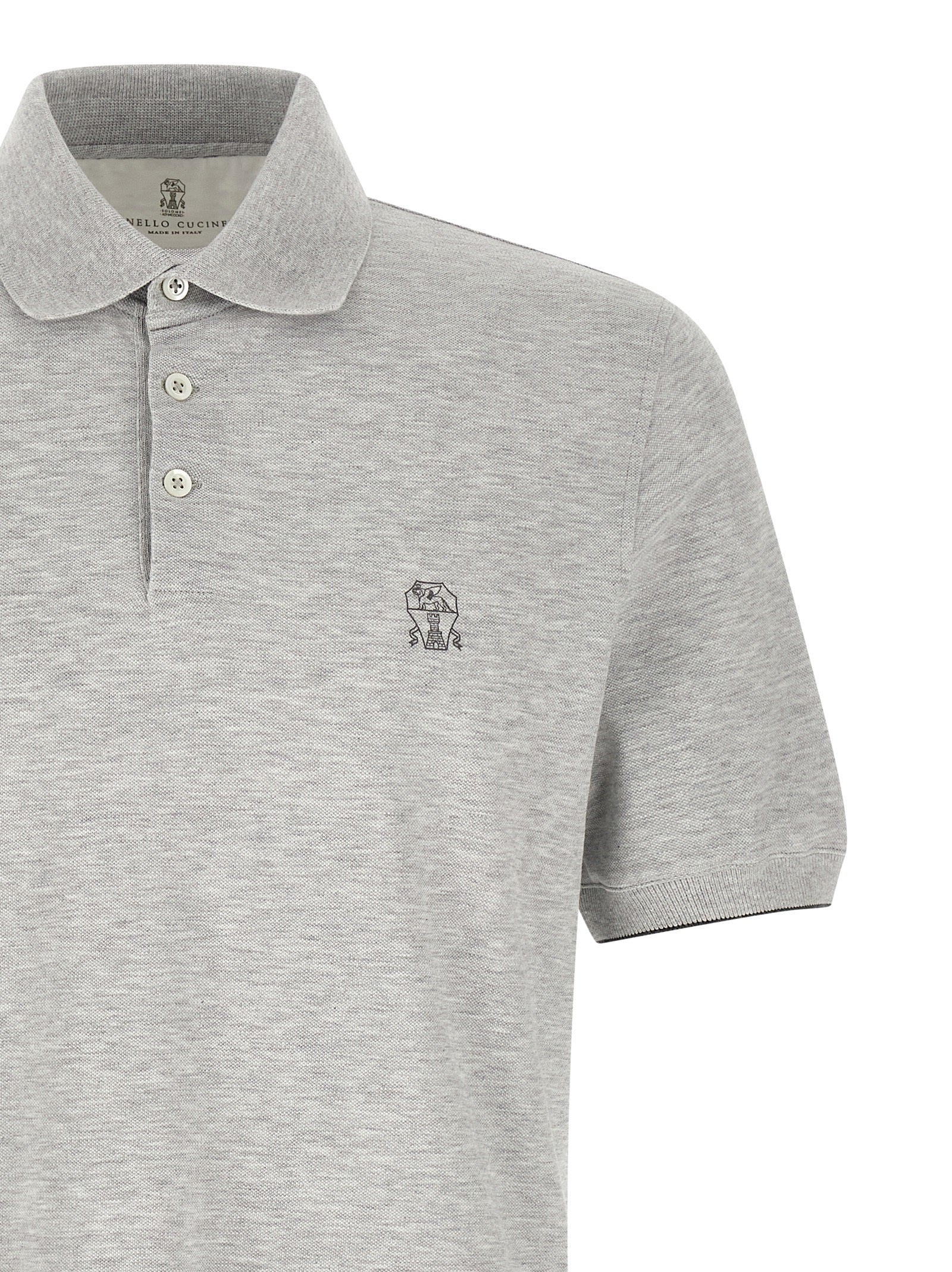 Polo de algodón gris Brunello Cucinelli