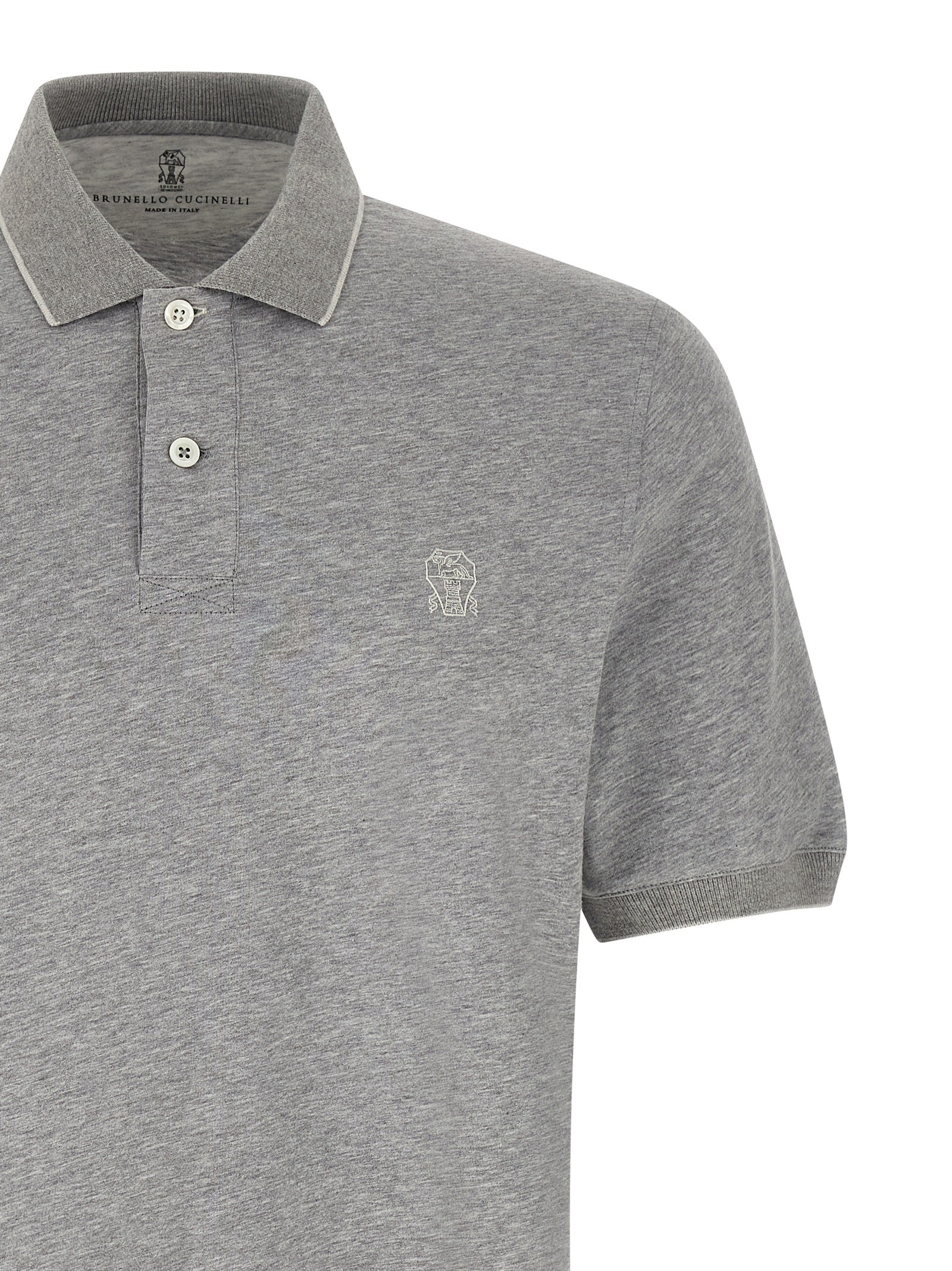 Polo de algodón gris Brunello Cucinelli