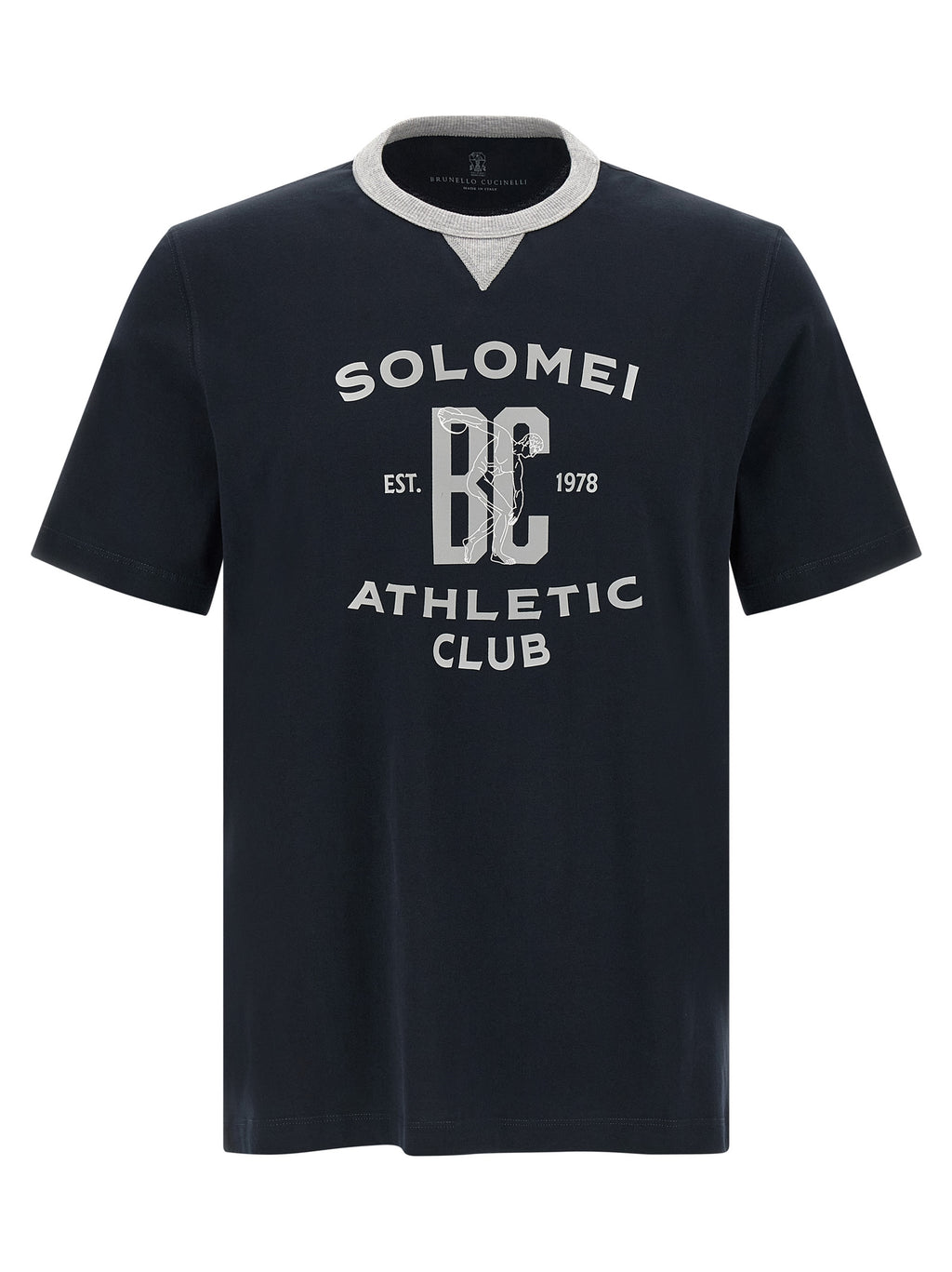 Camiseta de algodón azul Brunello Cucinelli