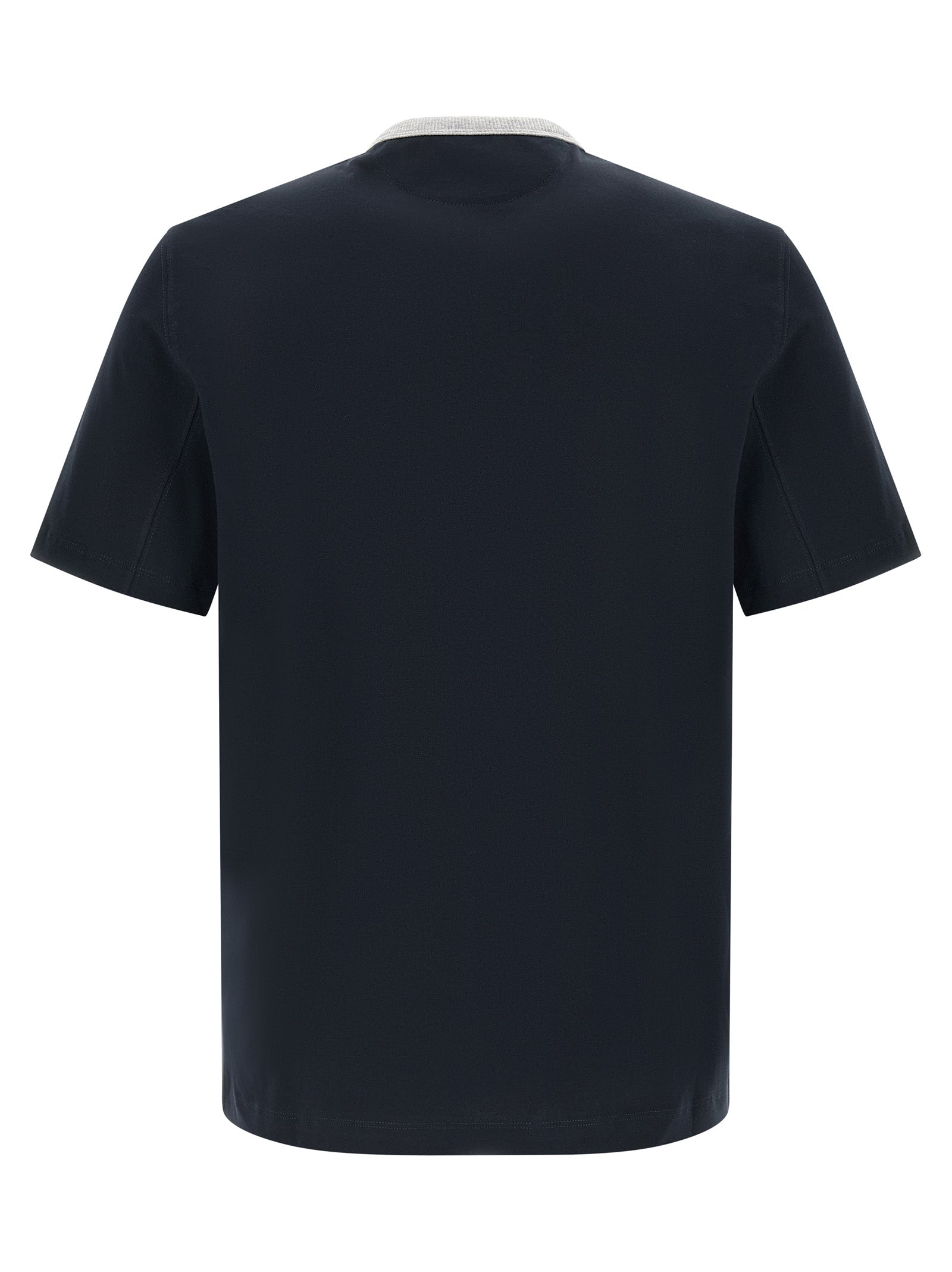 Camiseta de algodón azul Brunello Cucinelli