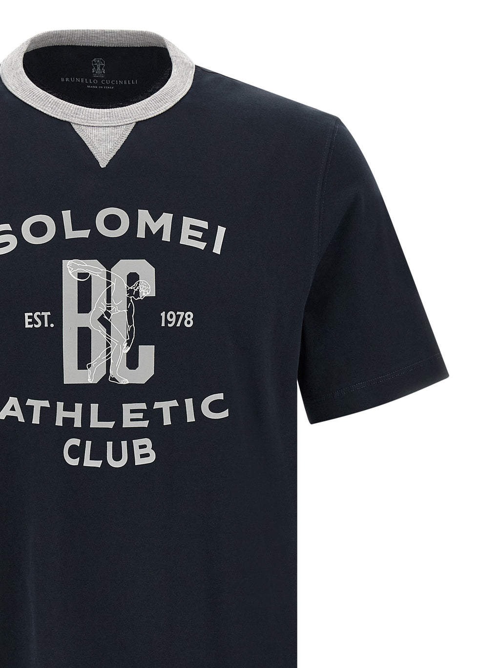 Camiseta de algodón azul Brunello Cucinelli