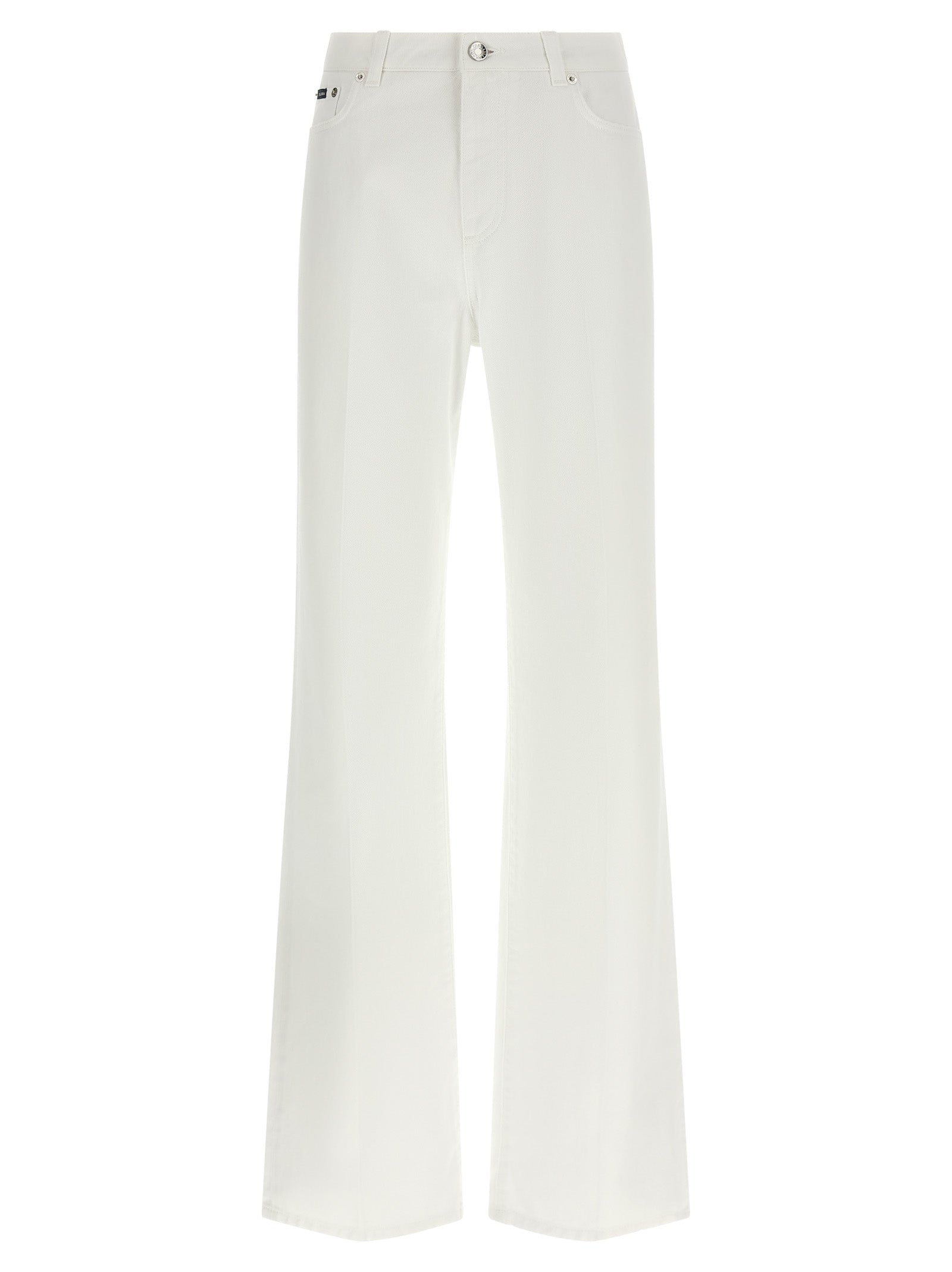Vaqueros acampanados de algodón blanco Dolce & Gabbana