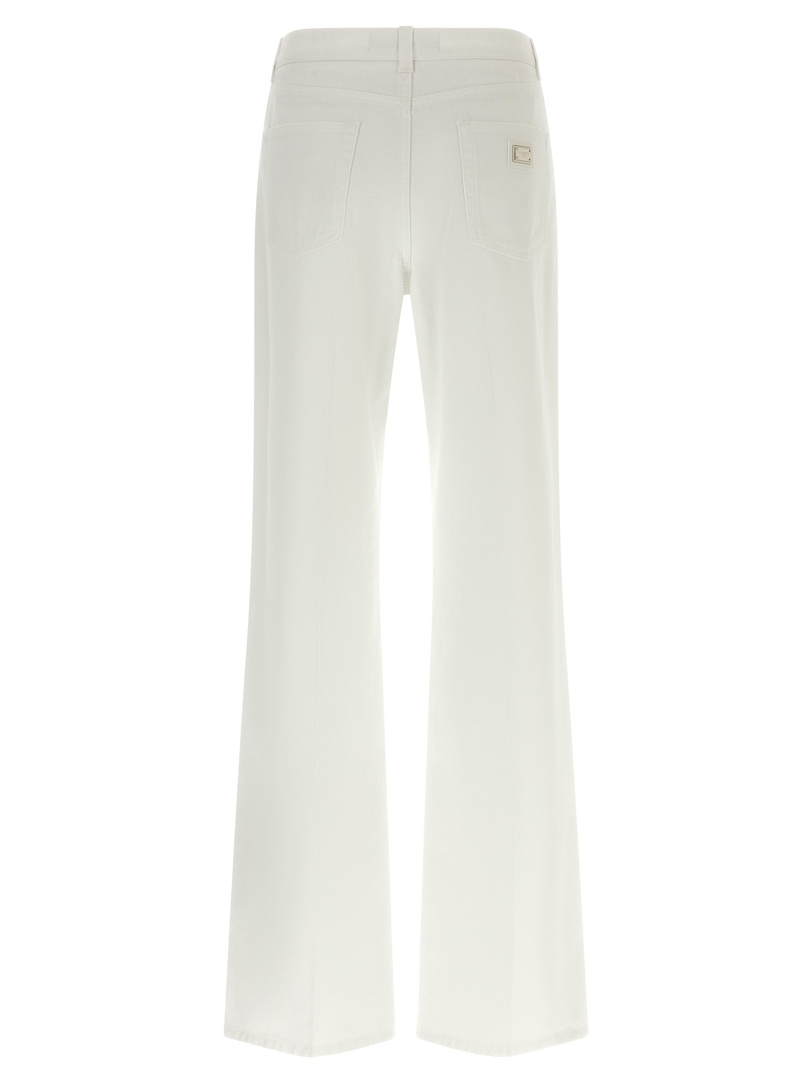 Vaqueros acampanados de algodón blanco Dolce & Gabbana
