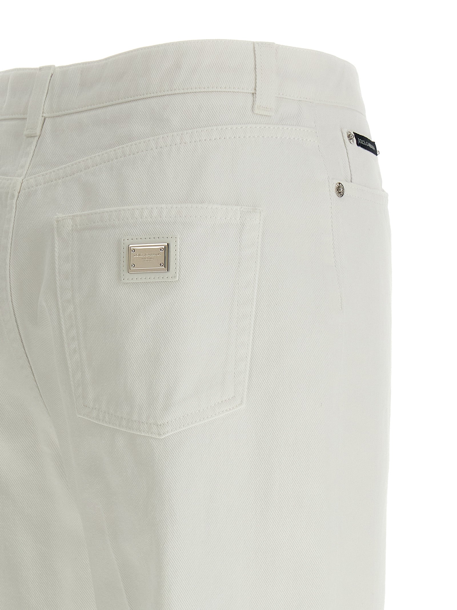 Vaqueros acampanados de algodón blanco Dolce & Gabbana