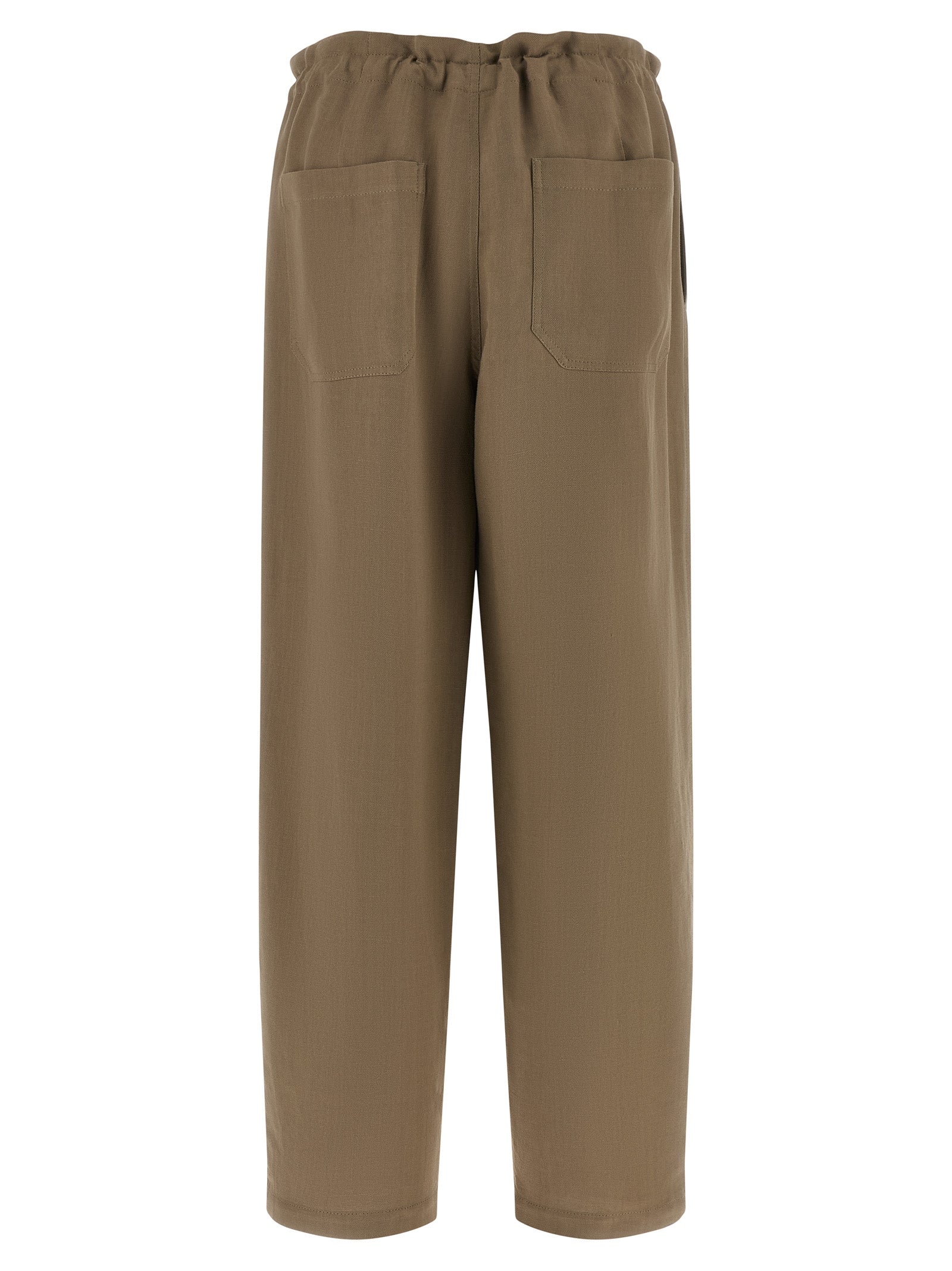 Pantalones informales de viscosa beige Brunello Cucinelli