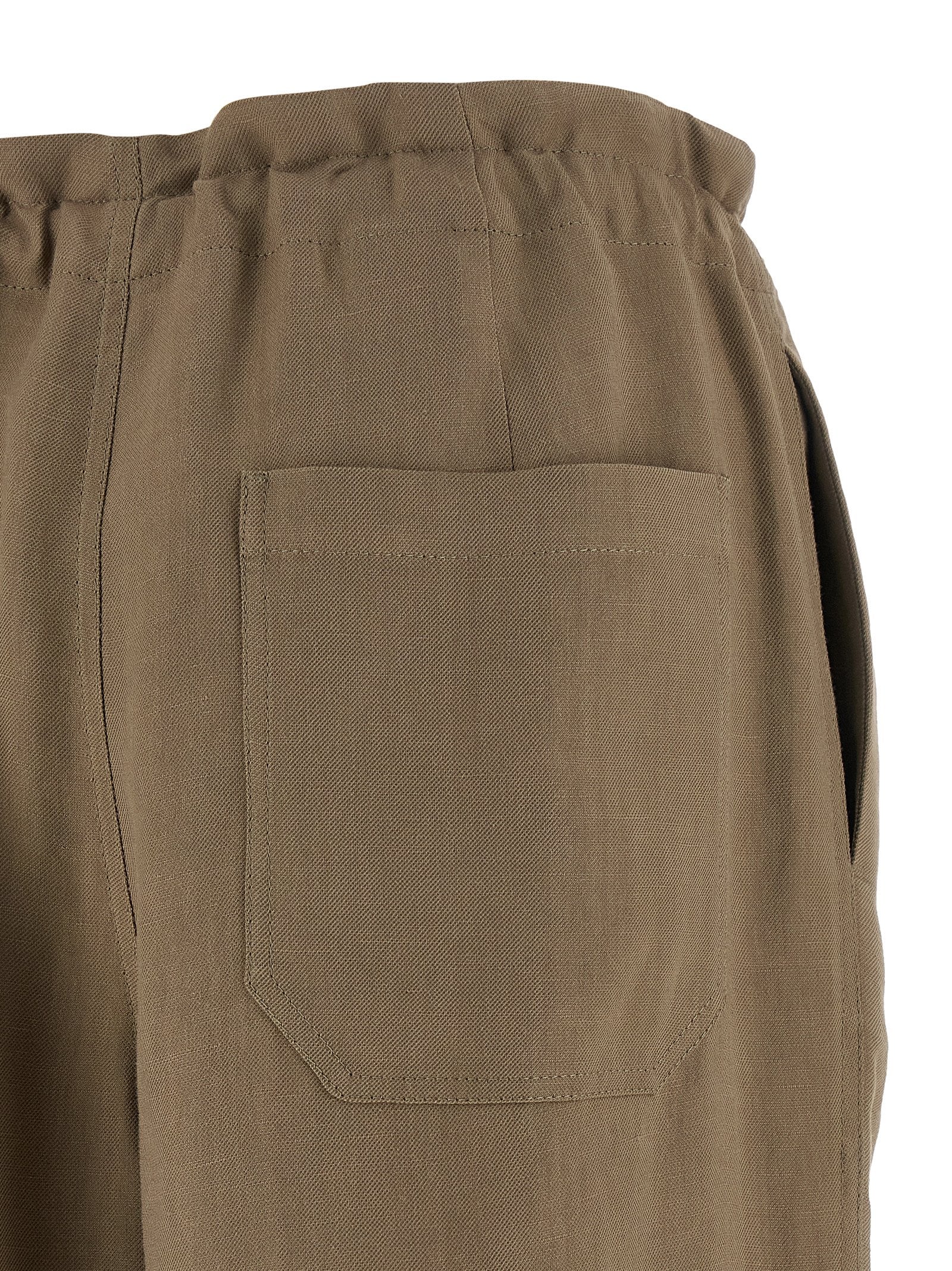 Pantalones informales de viscosa beige Brunello Cucinelli
