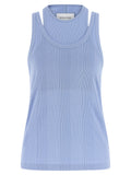 Armarium Blue Cotton Sleeveles T-Shirt