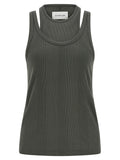 Armarium Gray Cotton Sleeveles T-Shirt