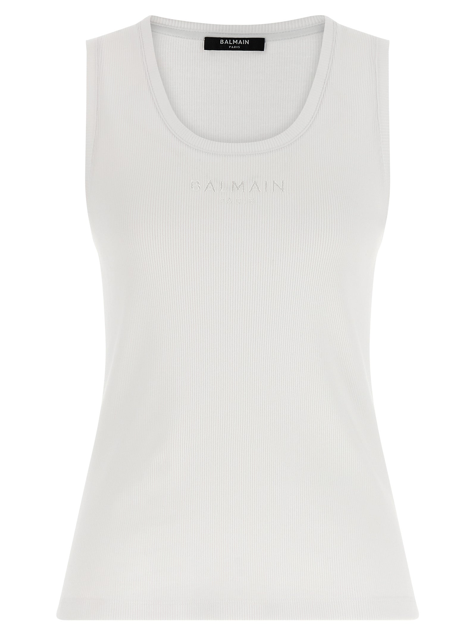Camisetas sin mangas de algodón blanco Balmain