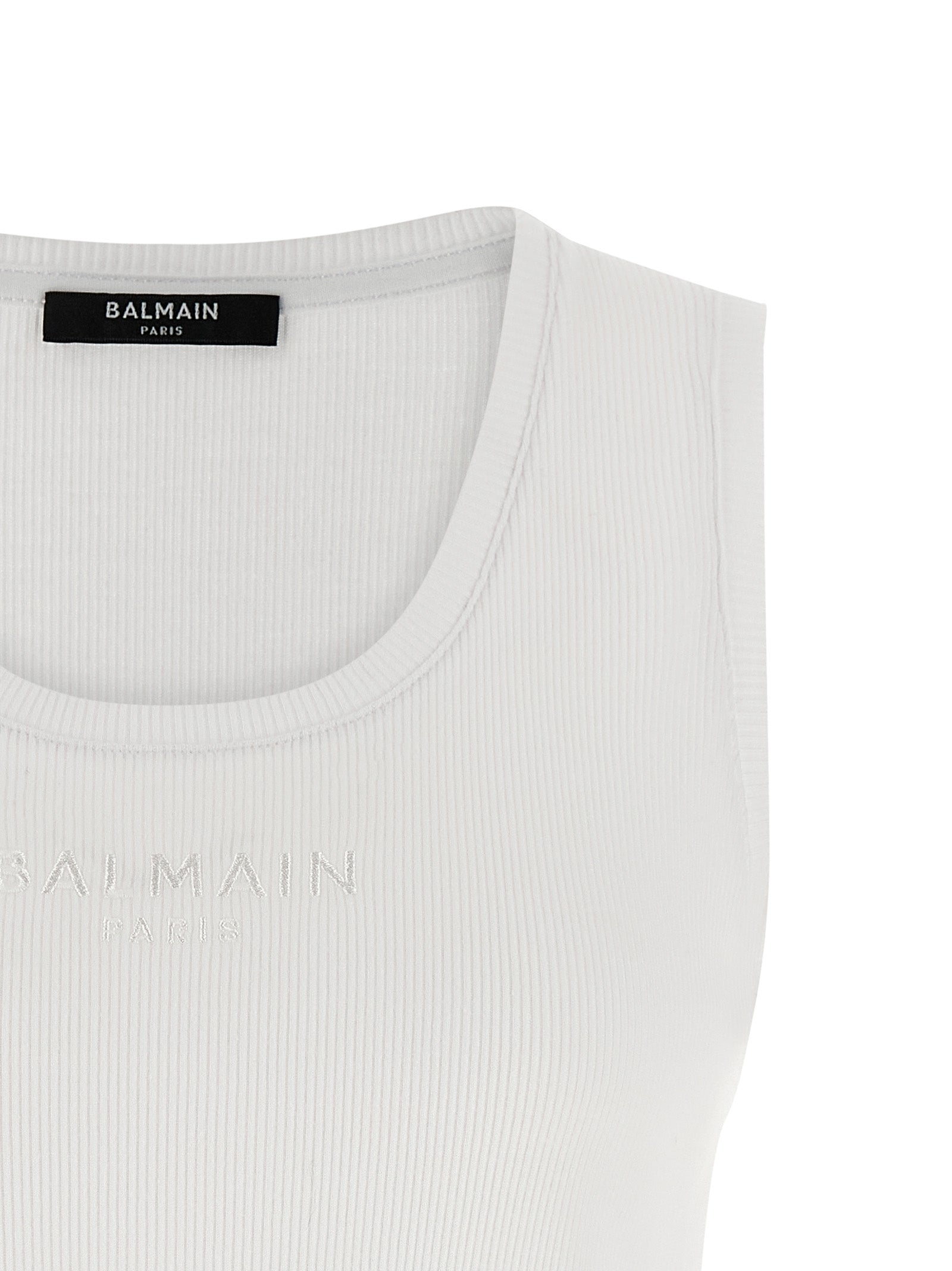 Camisetas sin mangas de algodón blanco Balmain