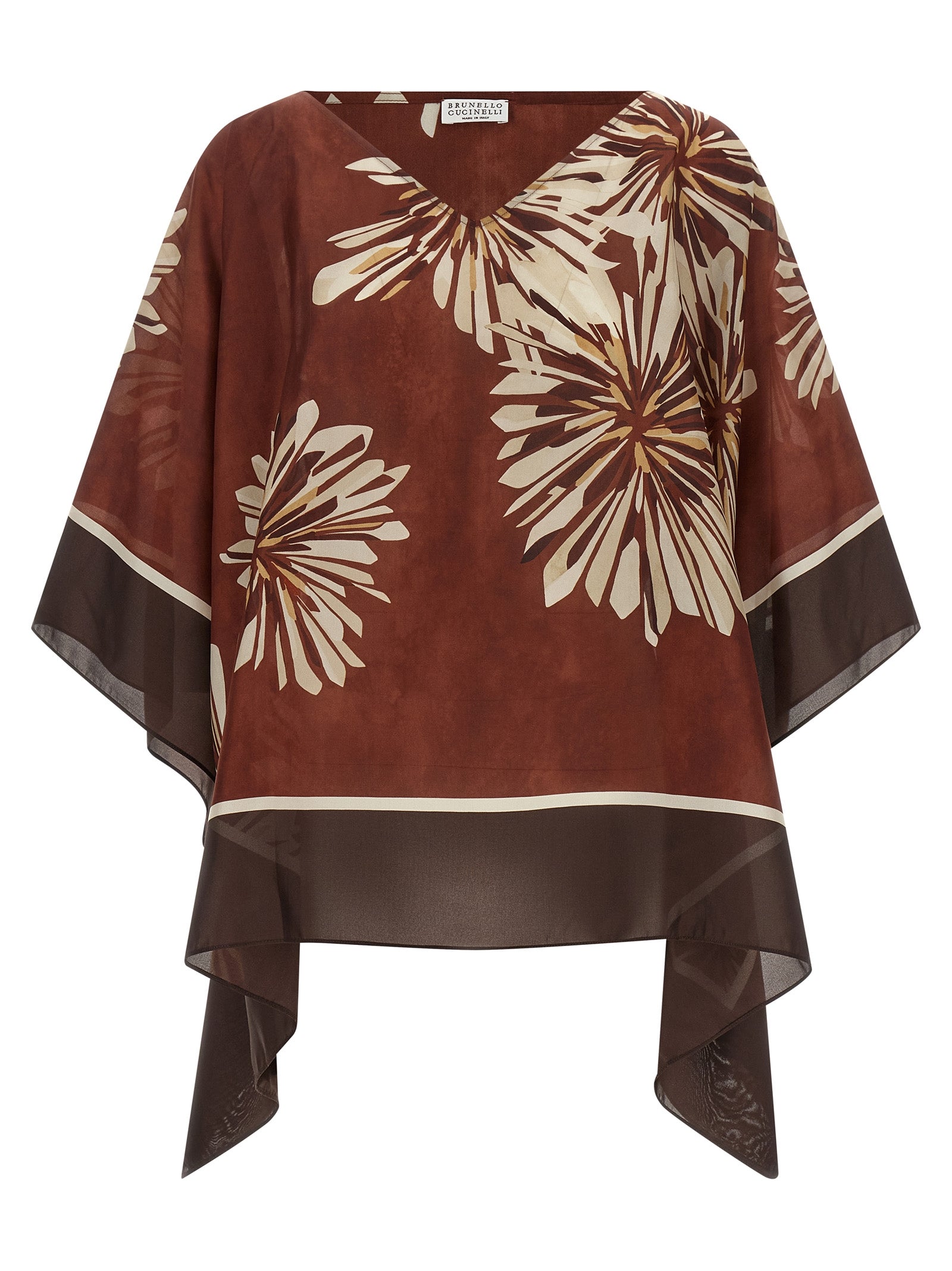 Blusa de seda burdeos de Brunello Cucinelli