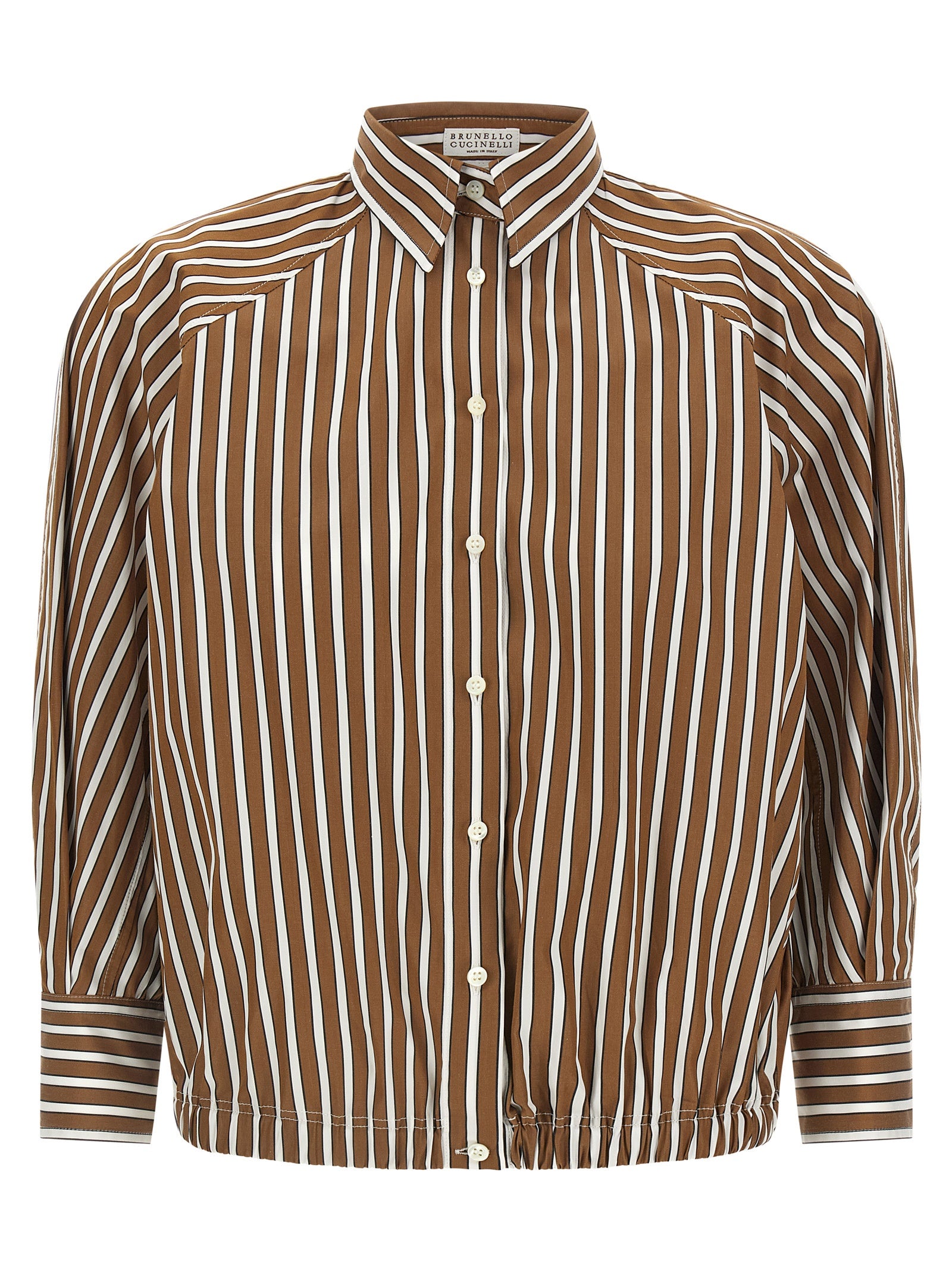 Blusa de algodón marrón Brunello Cucinelli