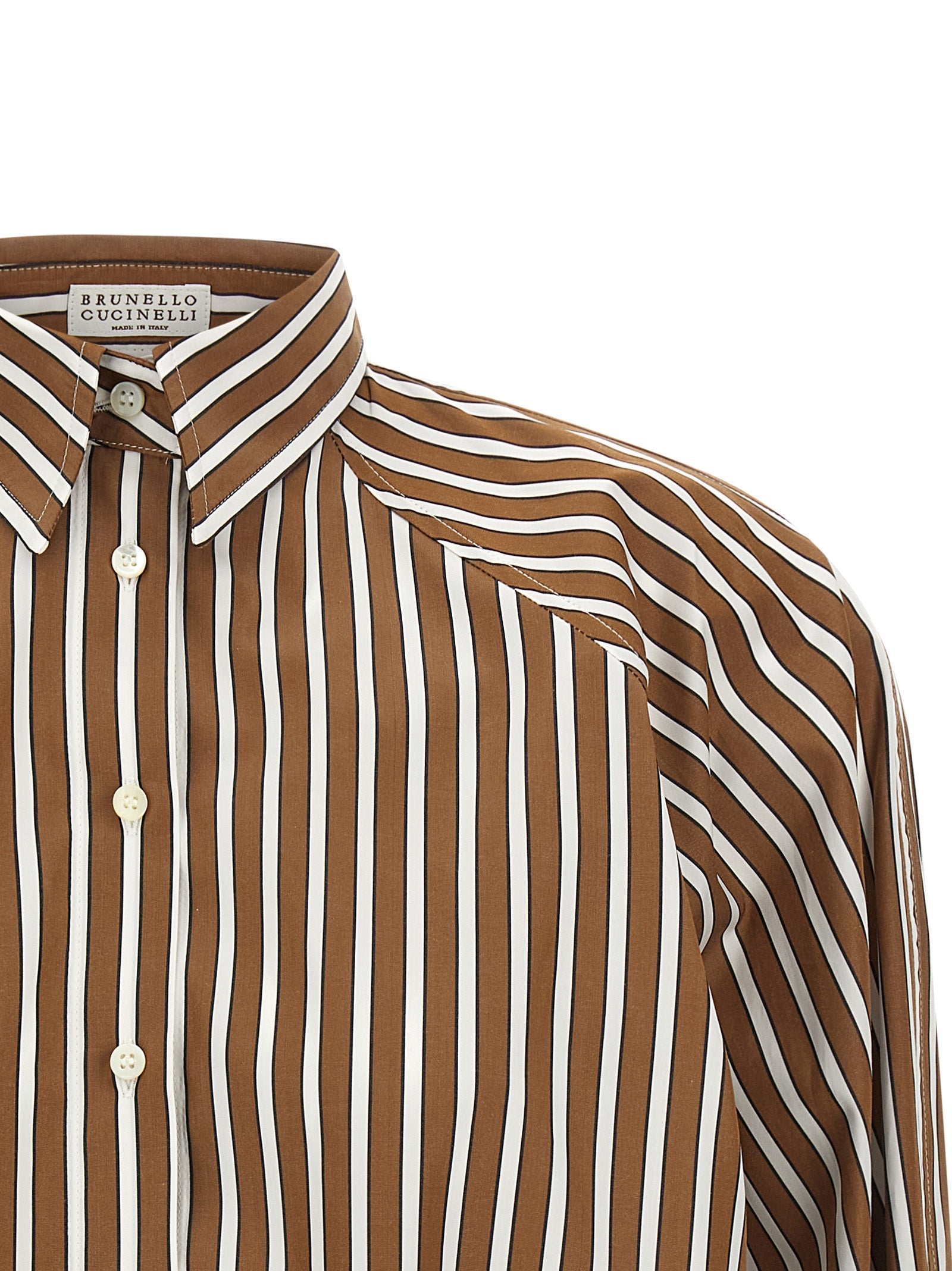 Blusa de algodón marrón Brunello Cucinelli