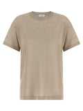 Cárdigan de lino beige Brunello Cucinelli