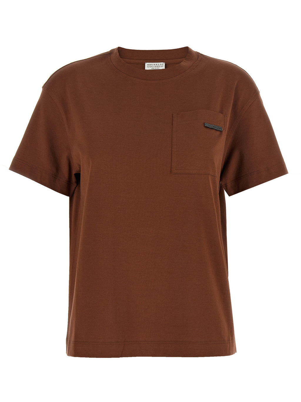 Camiseta de algodón marrón Brunello Cucinelli