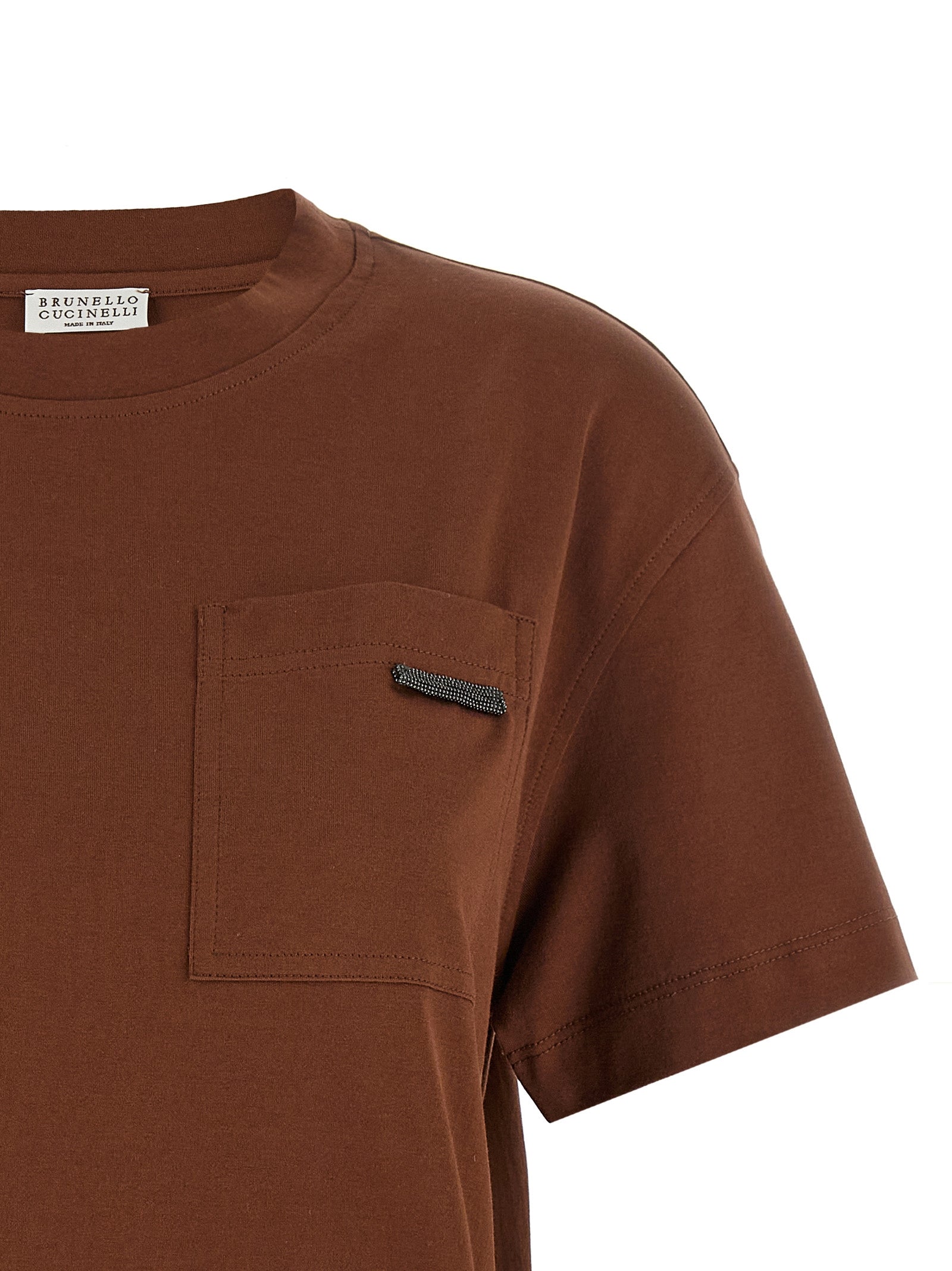 Camiseta de algodón marrón Brunello Cucinelli