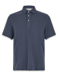 Polo azul de algodón de Brunello Cucinelli
