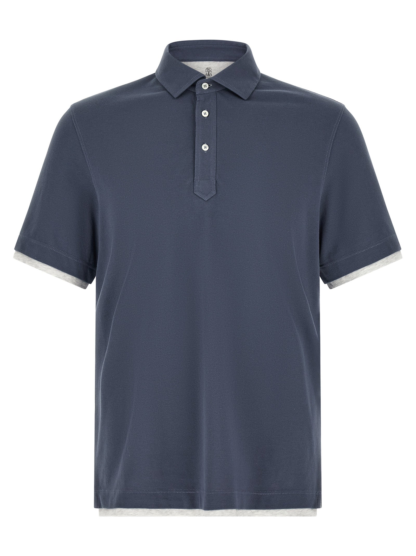 Polo azul de algodón de Brunello Cucinelli