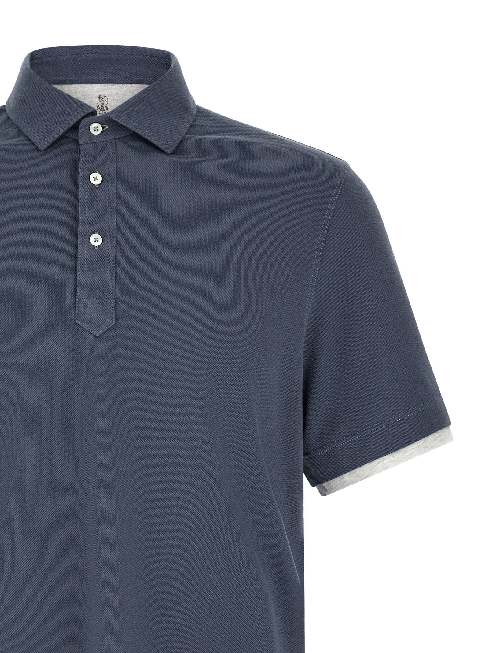 Polo azul de algodón de Brunello Cucinelli