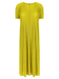 PLEATS PLEASE ISSEY MIYAKE Bicolor Polyester Midi Dress