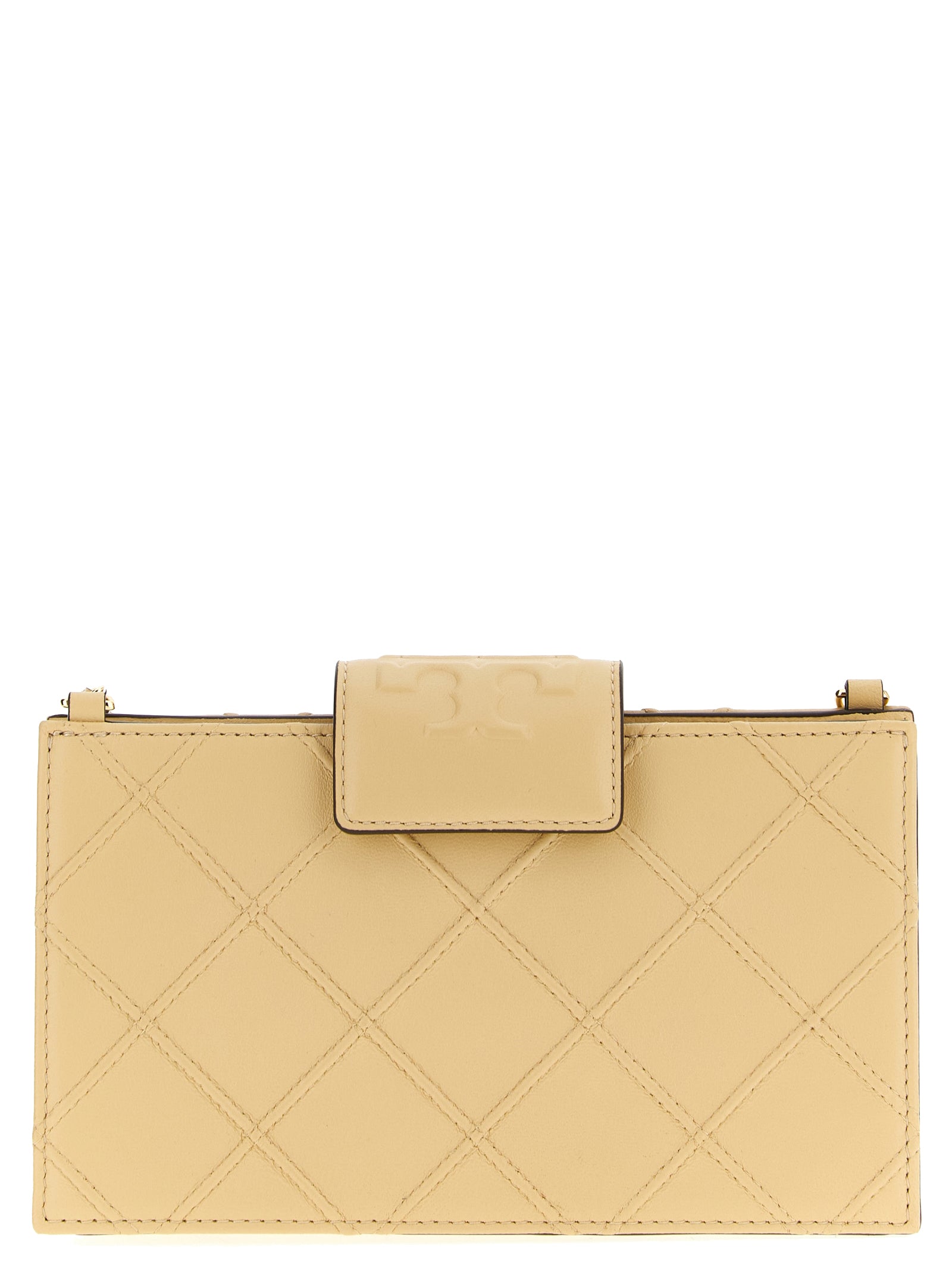 Tarjetero Tory Burch de piel de cordero beige