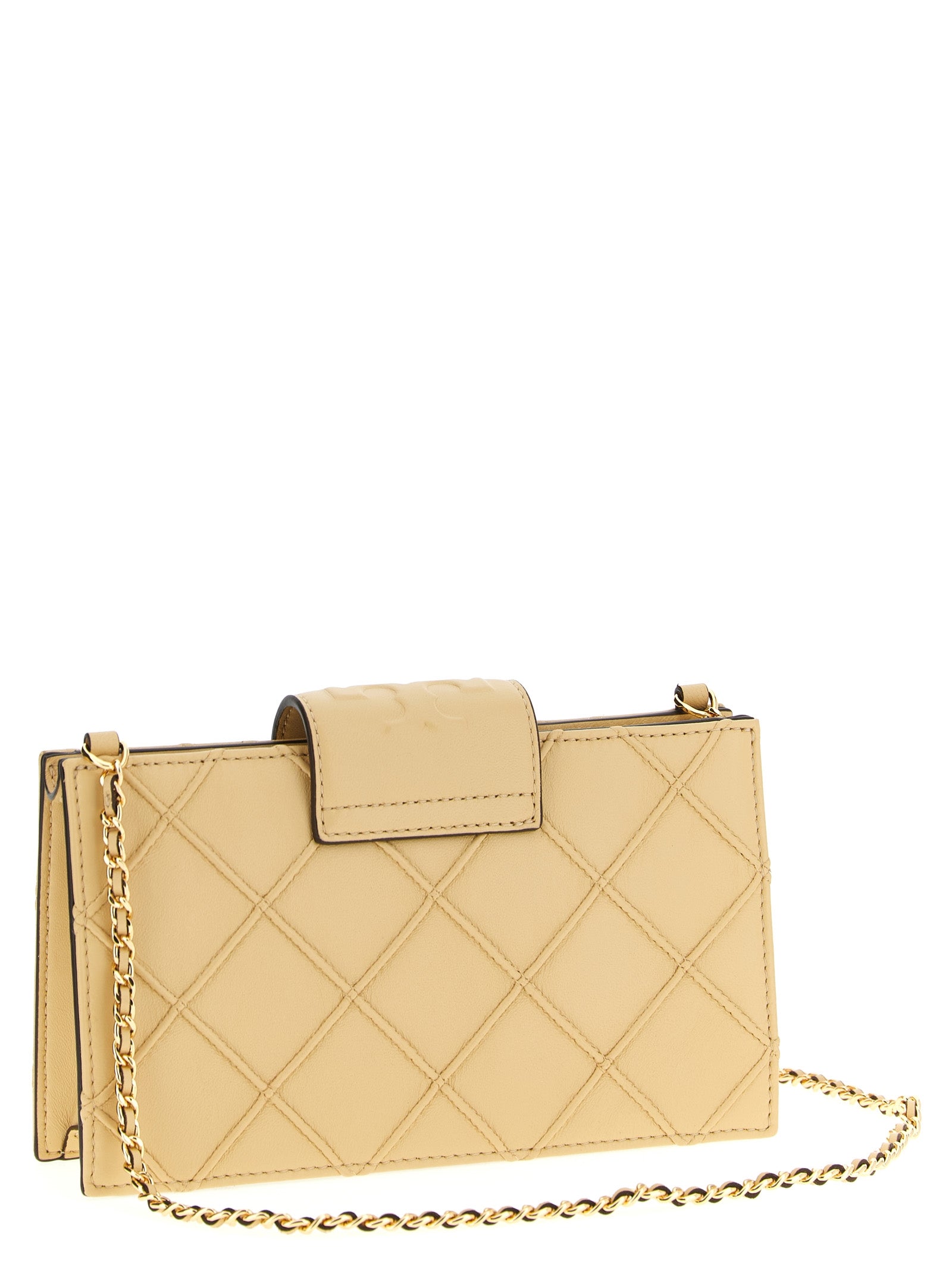 Tarjetero Tory Burch de piel de cordero beige