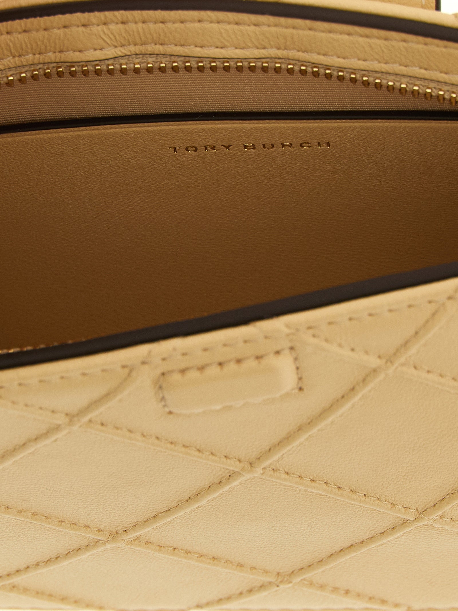 Tarjetero Tory Burch de piel de cordero beige