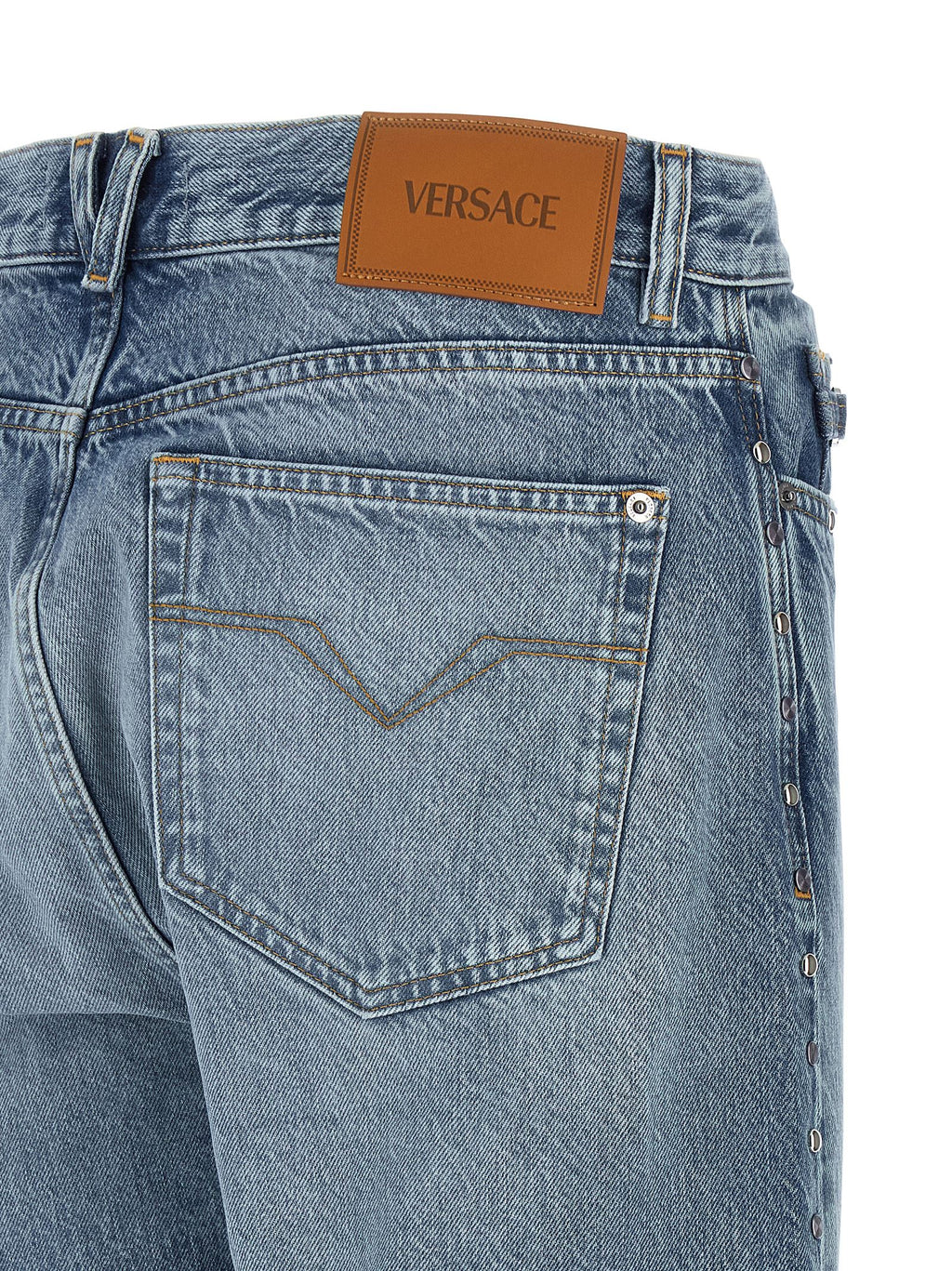 Vaqueros rectos de algodón azul Versace
