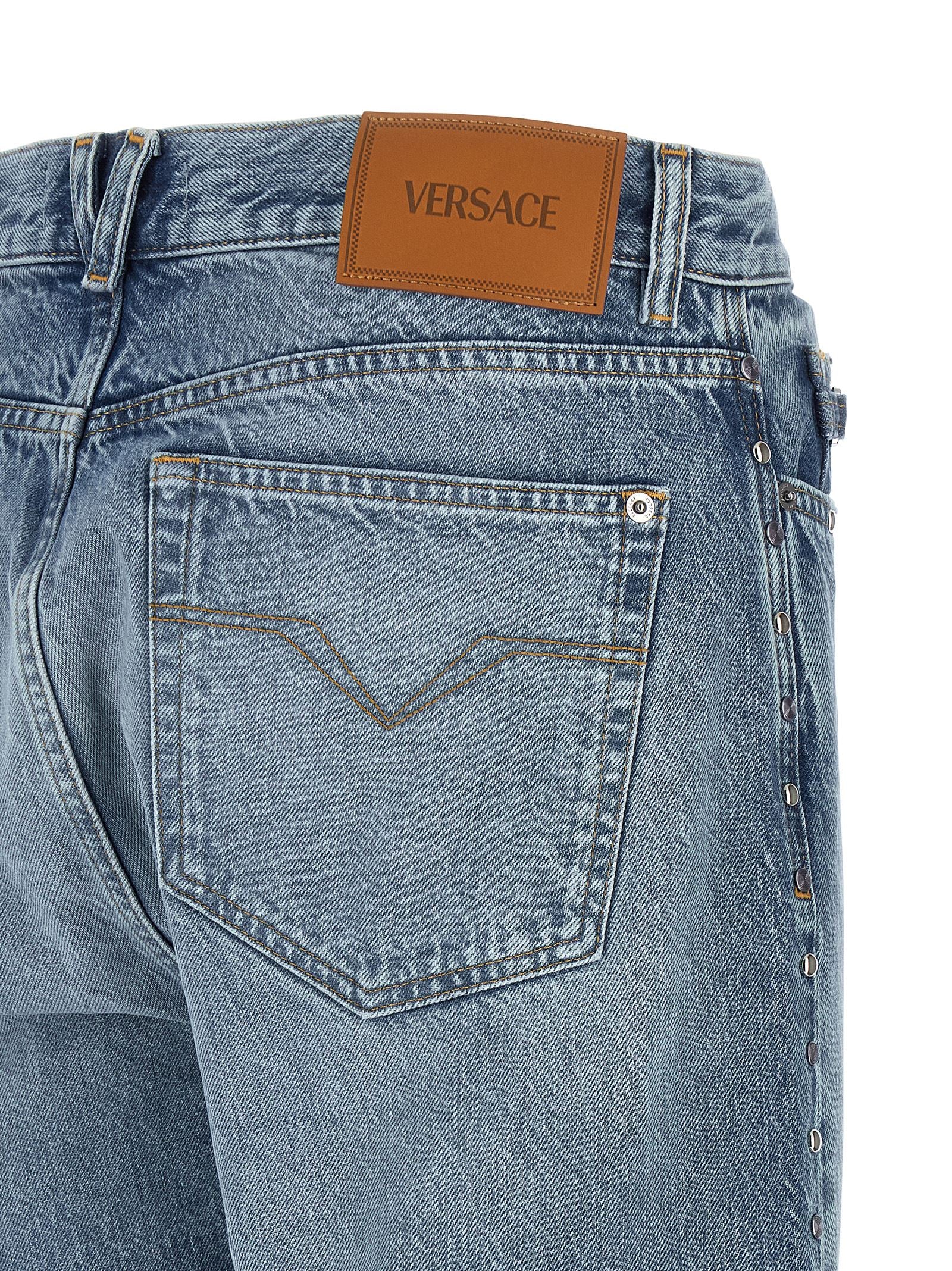 Vaqueros rectos de algodón azul Versace
