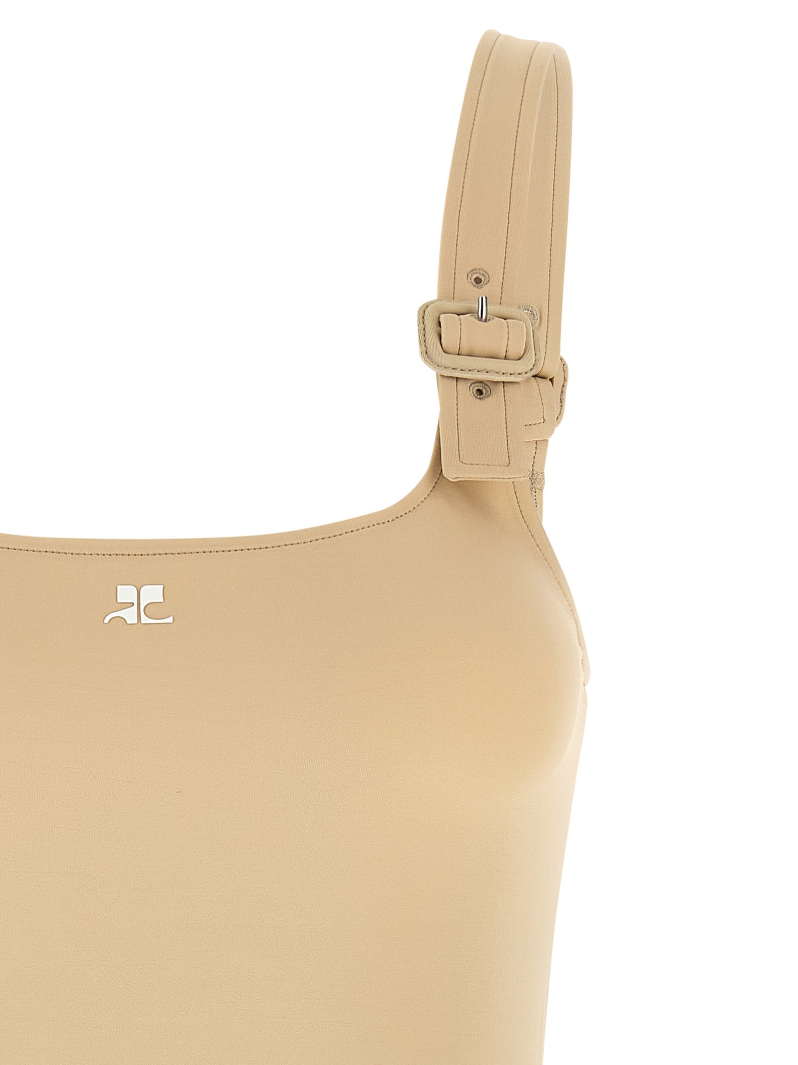 Body Courrèges beige de poliamida
