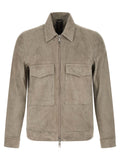 GIORGIO BRATO Gray Lamb Leather Leather Jacket